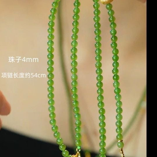 天然玉石4mm小米珠DIY项链DIY Necklace with 4mm Natural Jade Beads